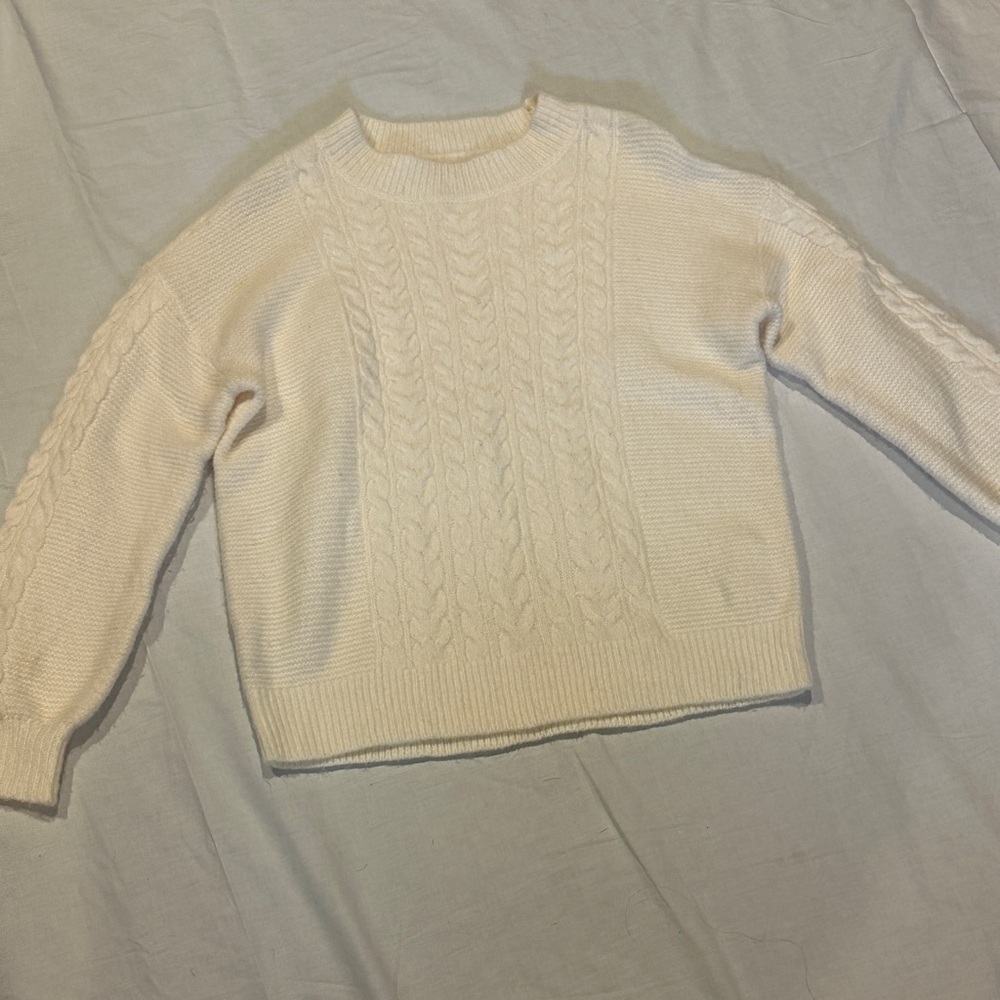 LOFT Cream Cable Knit Turtleneck Sweater